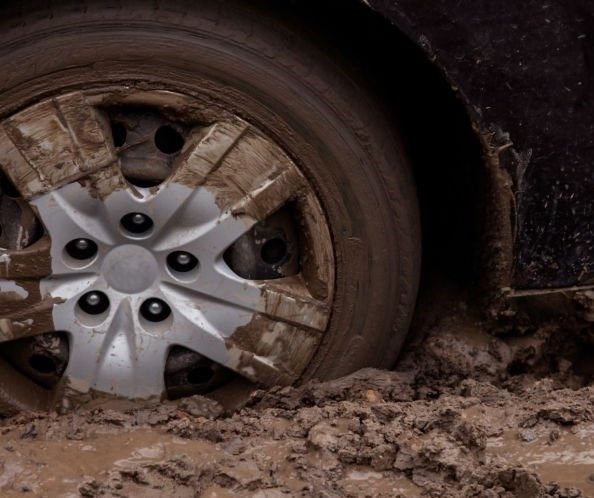 Car stuck in mud